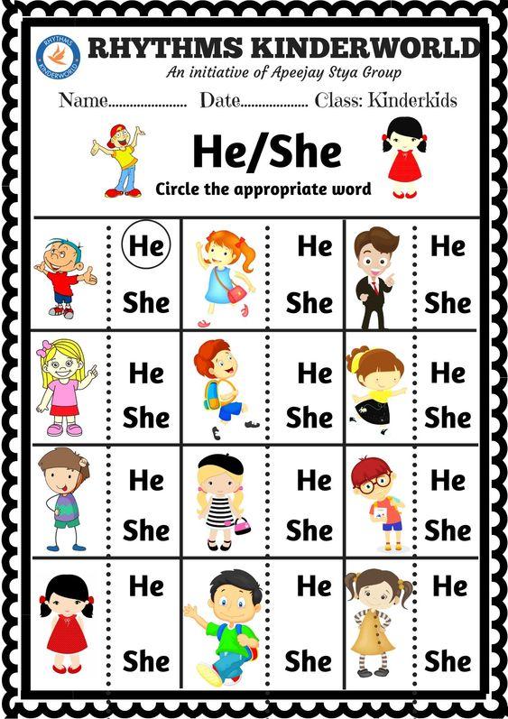 Grammar Corner  He or She Sight Words