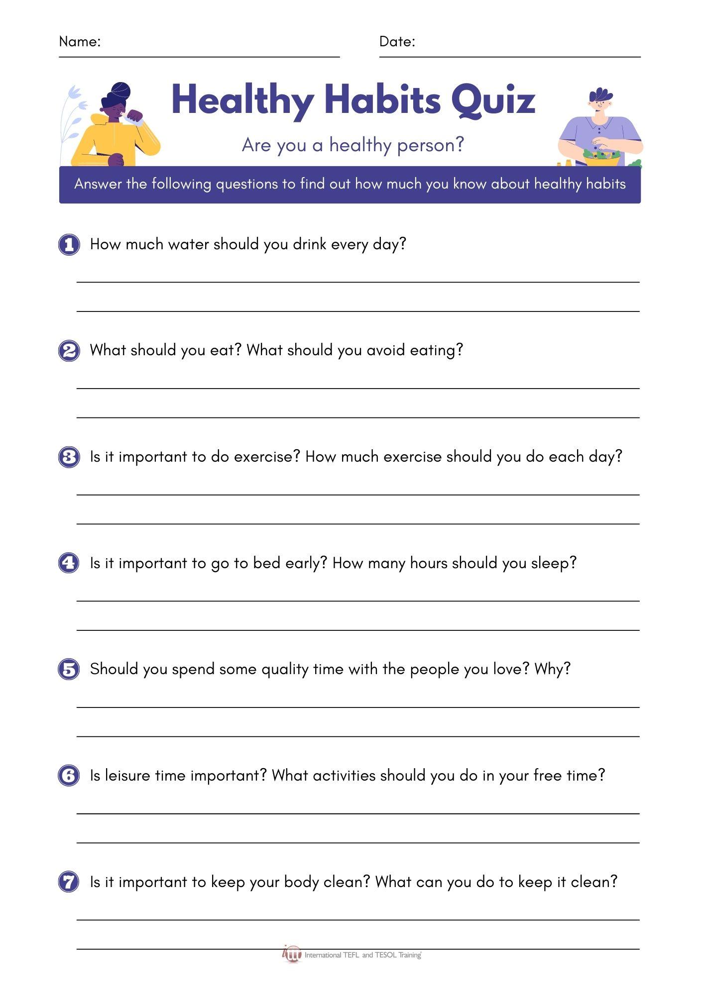 Grammar corner Healthy Habits Quiz Grammar Corner Healthy Habits Quiz