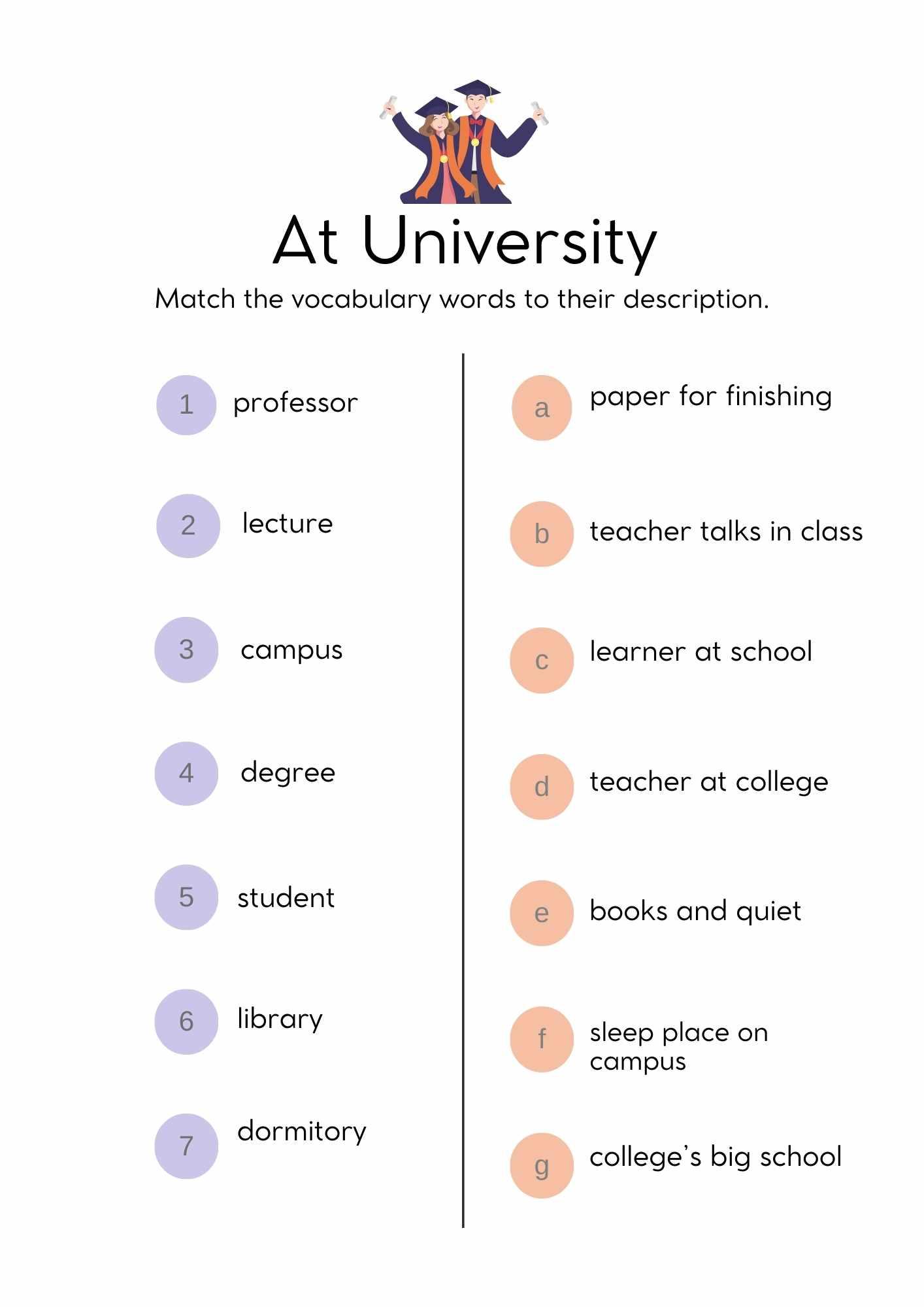 Grammar Corner EFL University Word Match