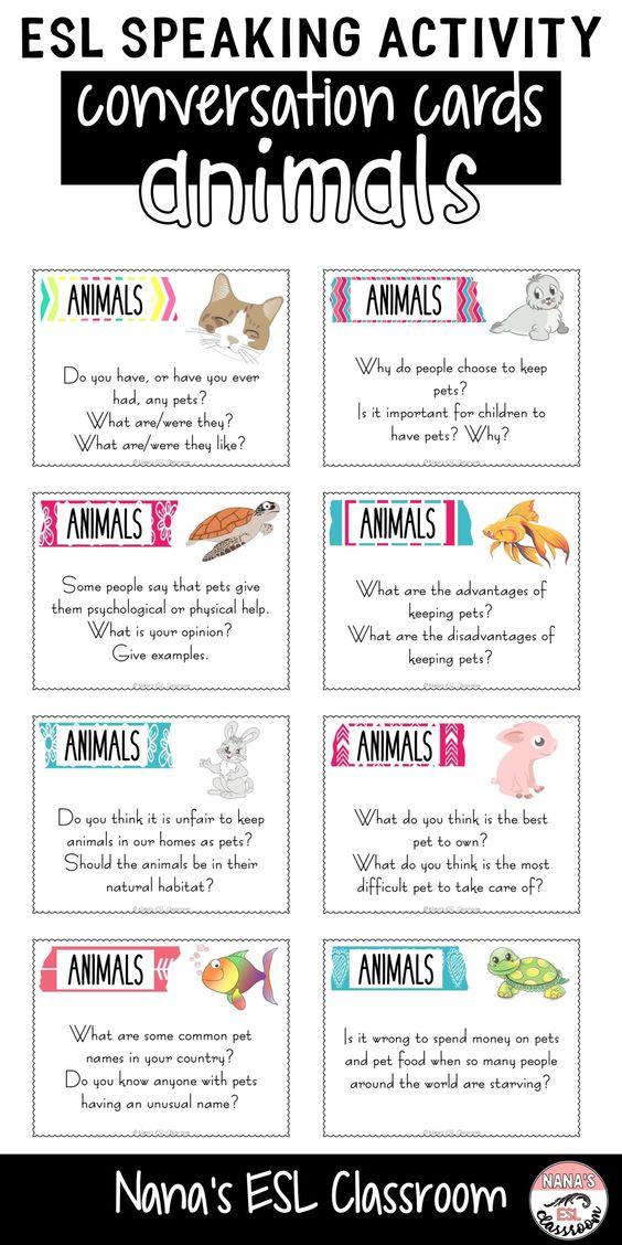 Grammar Corner ESL Speaking Activity about Animals