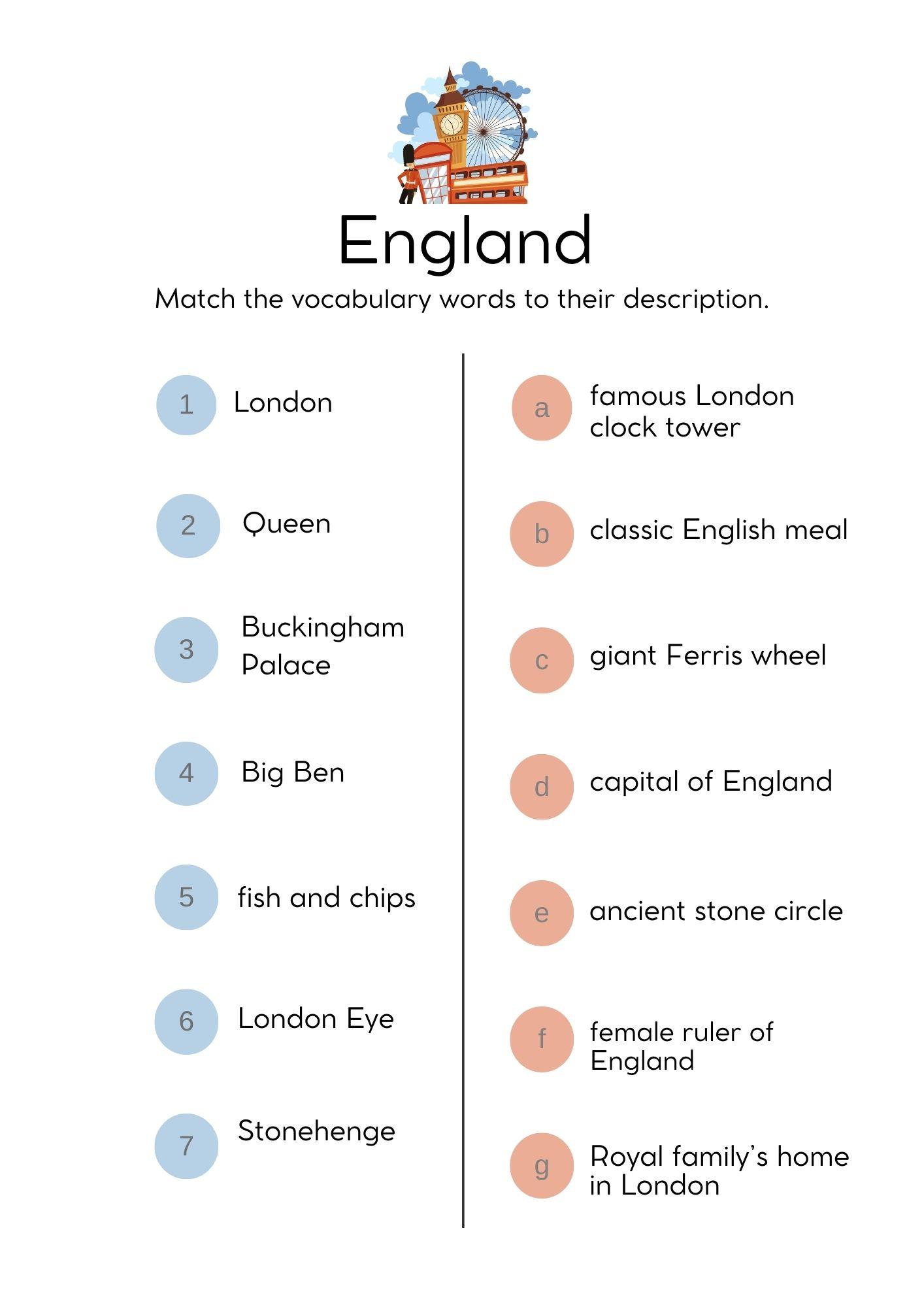 Grammar Corner EFL England Word Match