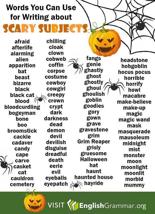 Grammar Corner Words You Can Use Writing About Scary Subjects