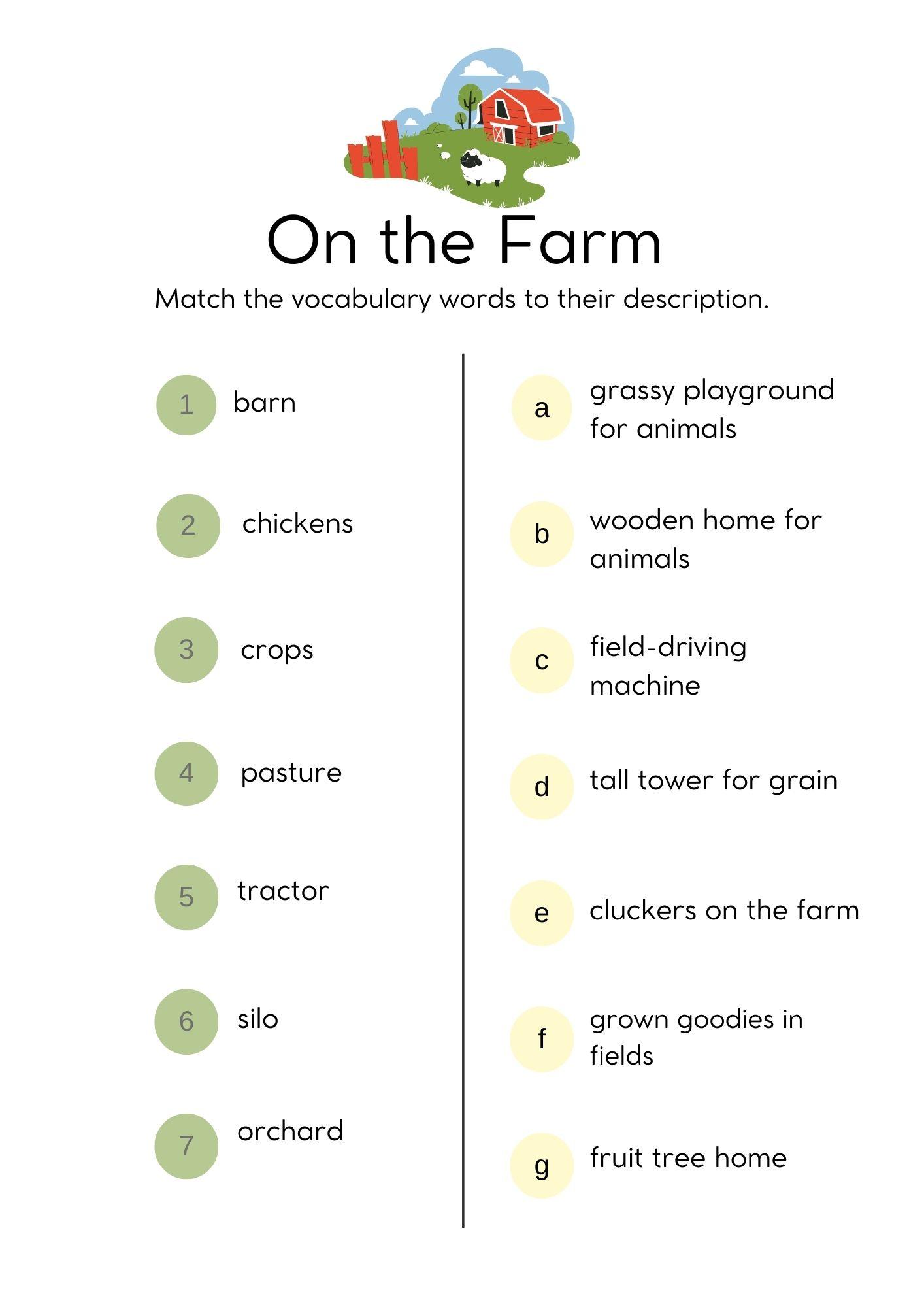 Grammar Corner EFL Word Match On the Farm