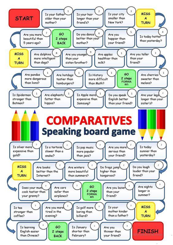 Grammar Corner Comparatives Board Game