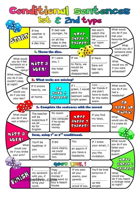 Grammar Corner Conditionals Type 1 & 2 Board Game