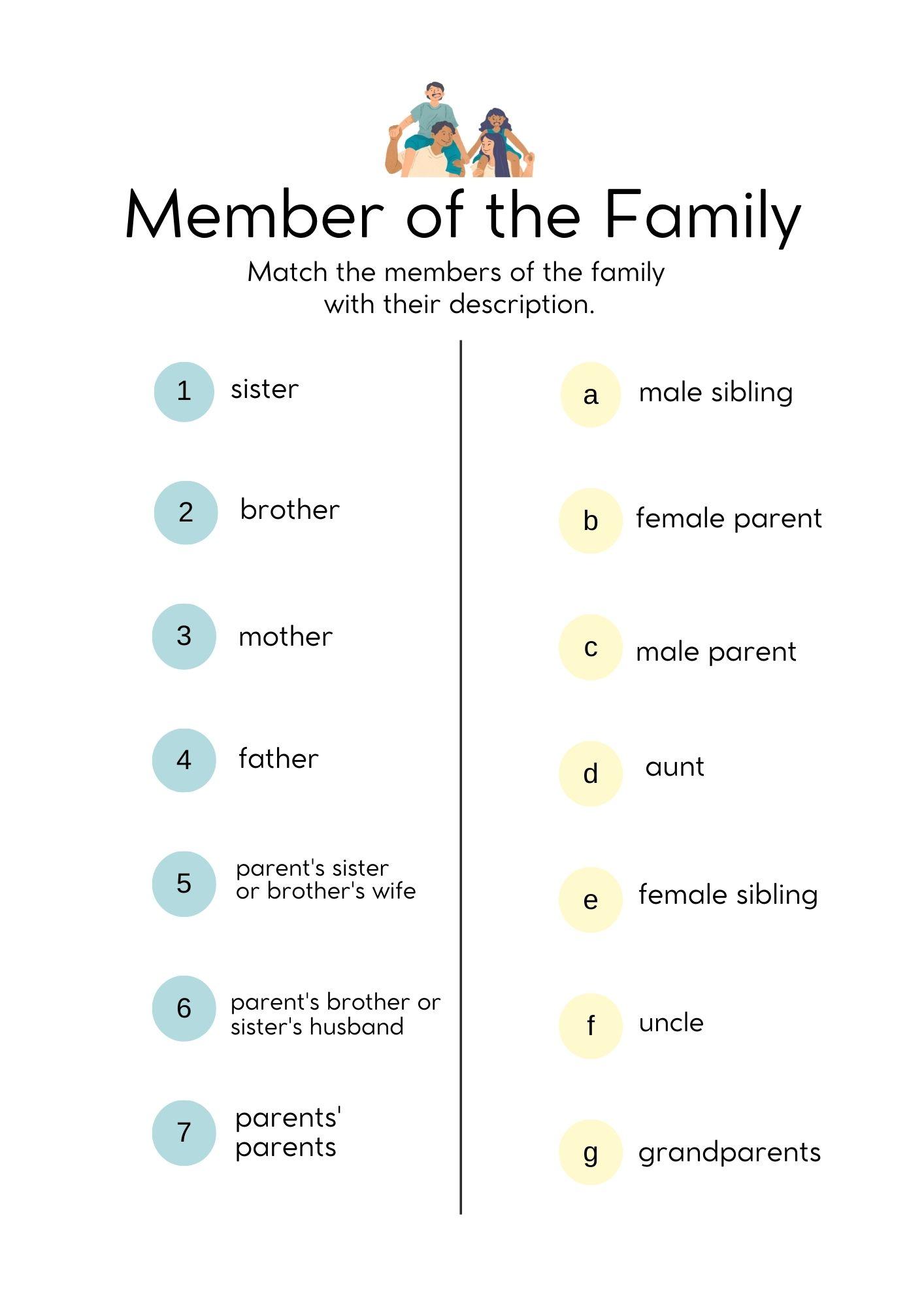 Grammar Corner EFL Word Match Members of the Family