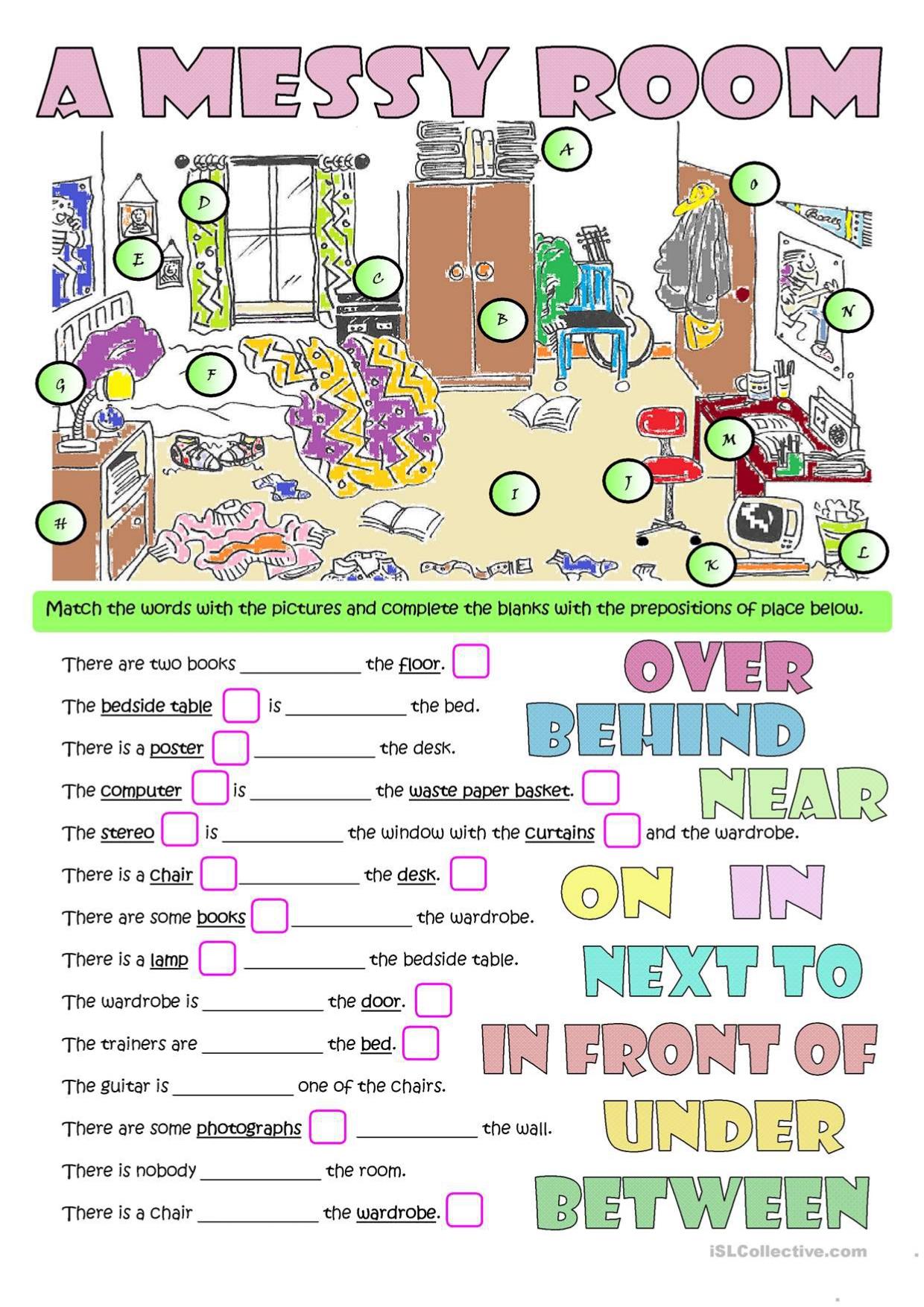 Grammar Corner Furniture and Prepositions  A messy room 