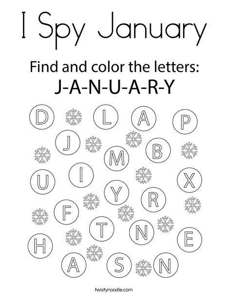 Grammar Corner I Spy January Coloring Page