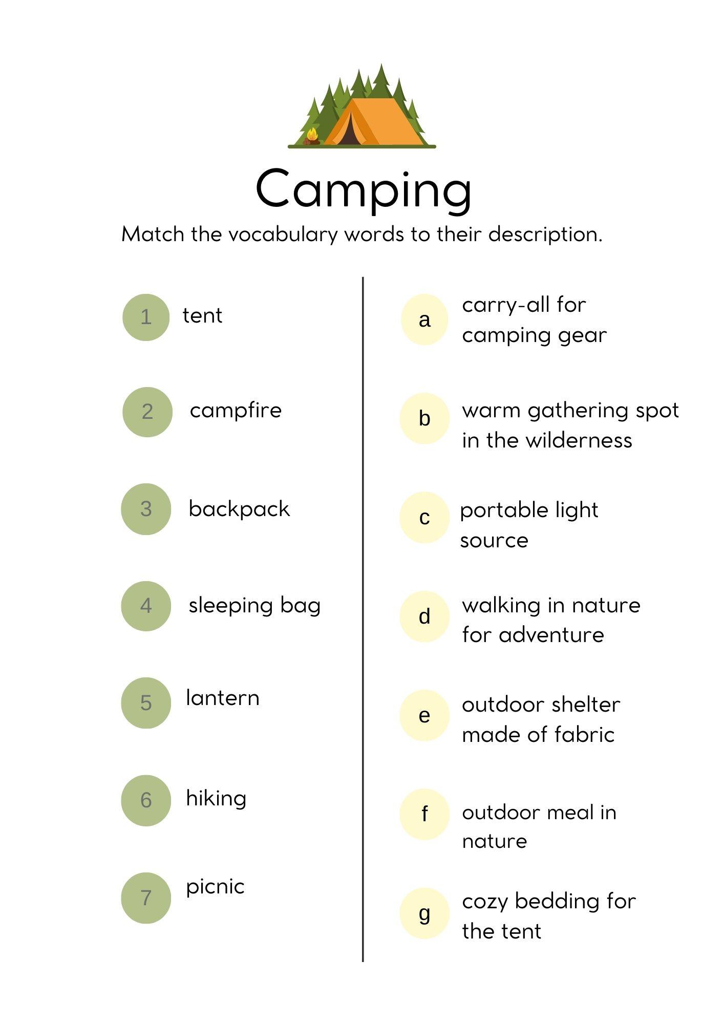 Grammar Corner EFL Word Camping Vocabulary