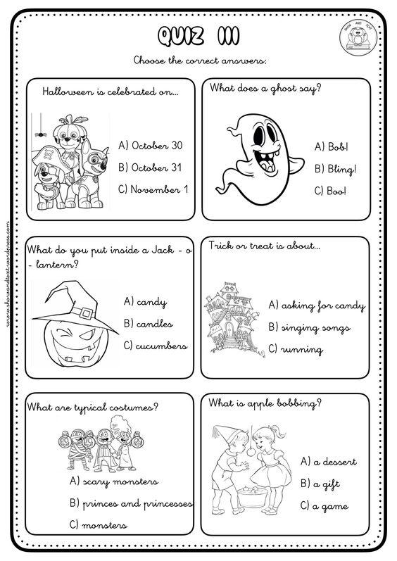 Grammar Corner Halloween Reading Comprehension III