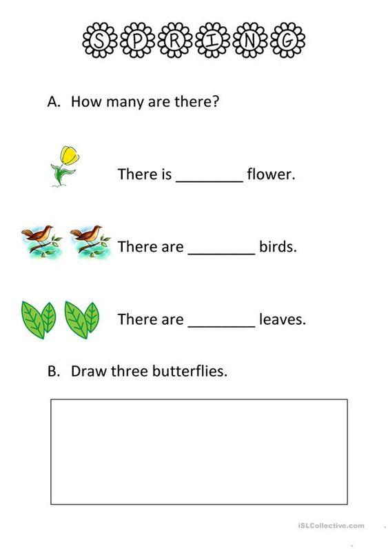 Grammar Corner Spring Counting ESL Worksheet