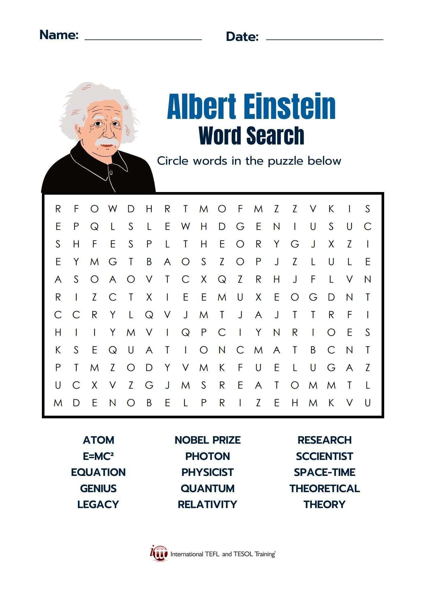 Grammar Corner Albert Einstein Vocabulary EFL Word Search