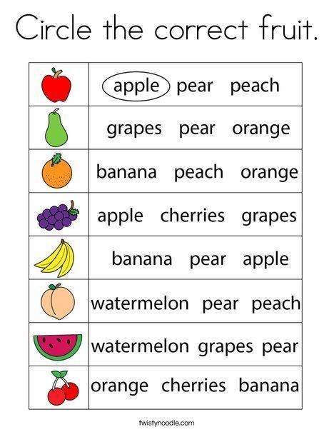 Grammar Corner Circle the Correct Fruit