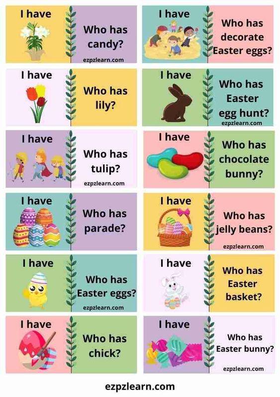 Grammar Corner Easter Matching Game