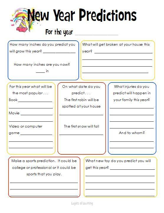 Grammar Corner New Year Predictions Worksheet