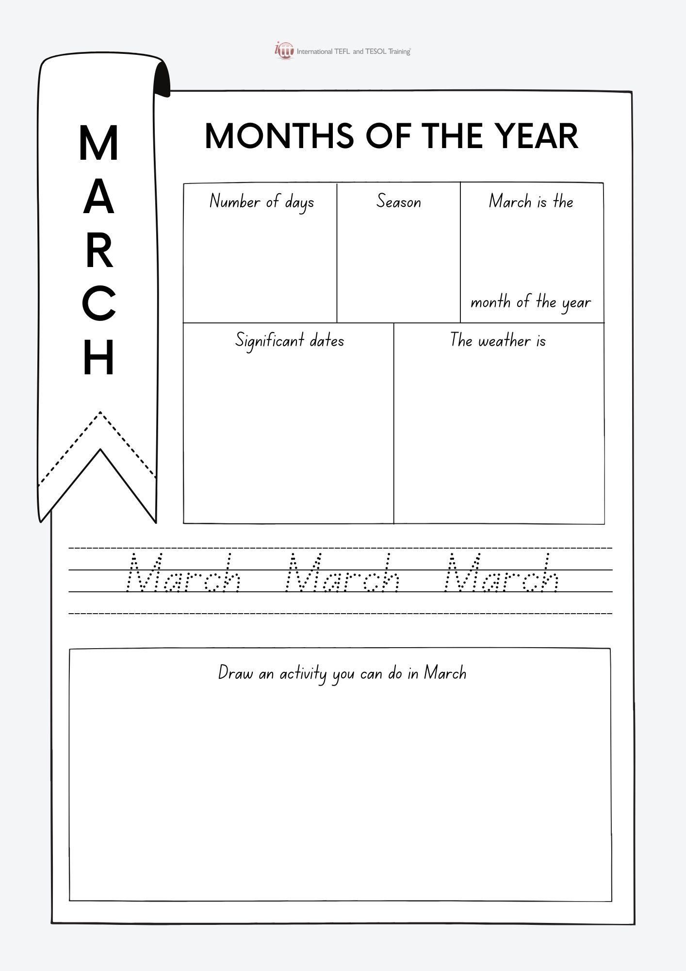 Grammar Corner March Months of the Year Worksheet