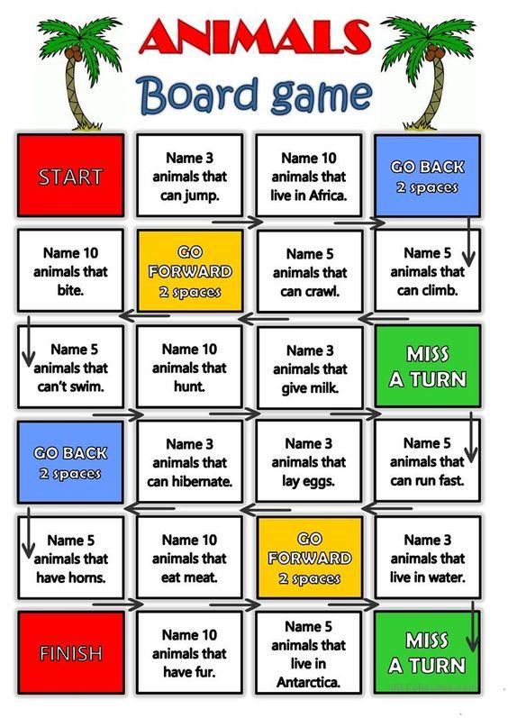 Grammar Corner Animals Board Game