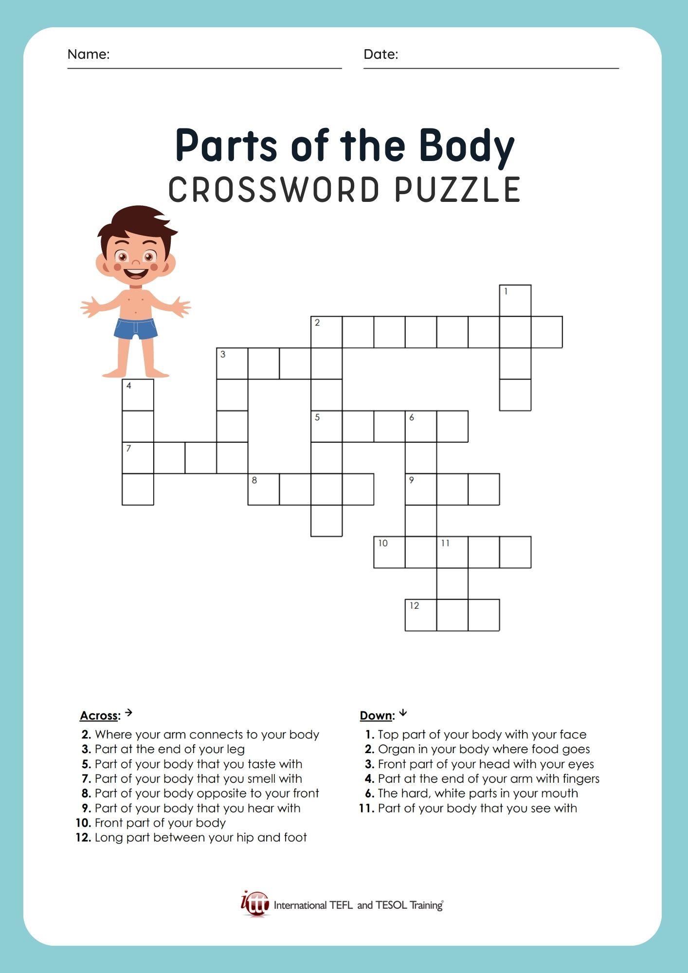Grammar corner Parts of the Body EFL Crossword Puzzle Grammar Corner Parts of the Body EFL Crossword Puzzle