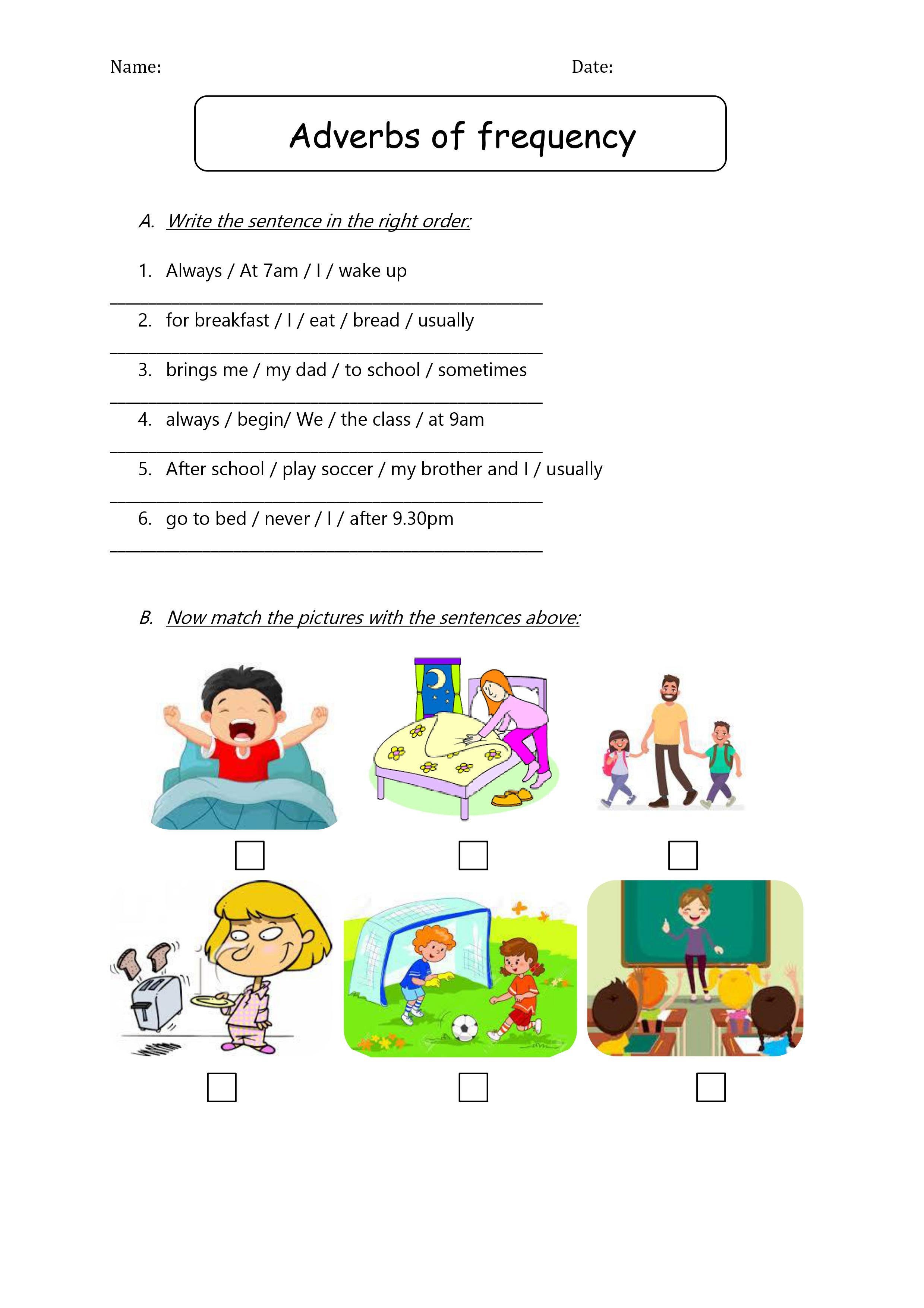 Grammar Corner Adverbs of Frequency Worksheet