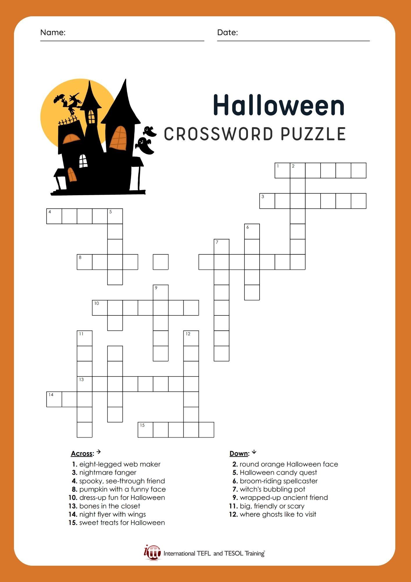 Grammar Corner EFL Halloween Vocabulary Crossword Puzzle
