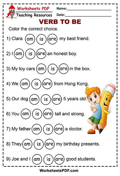 Grammar Corner Color The Correct Choice of the Verb To Be