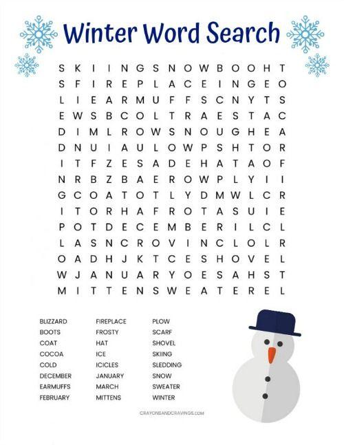 Grammar Corner Fun EFL Winter Word Search