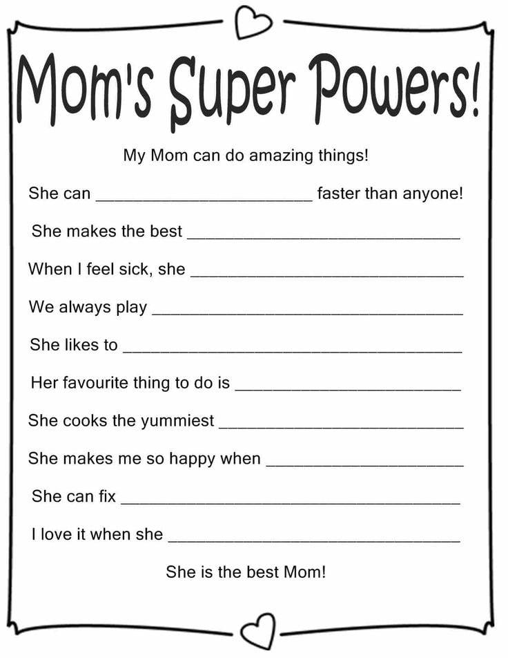 Grammar Corner Mother's Day Worksheet Mom’s Super Powers