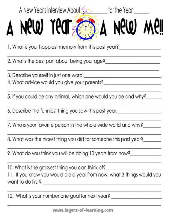 Grammar Corner A New Year - A New Me Worksheet