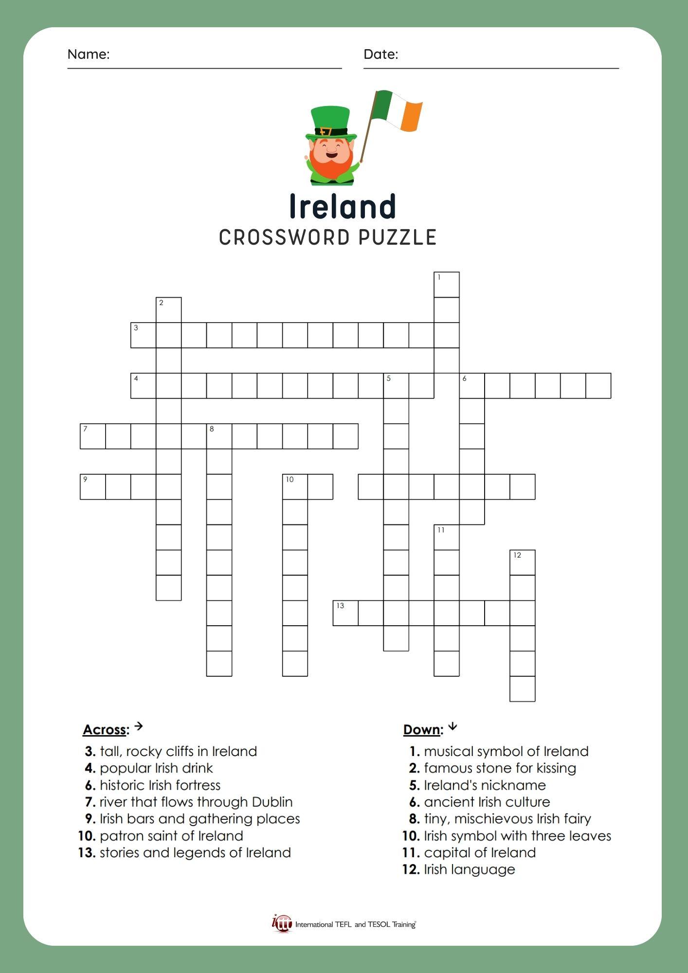 Grammar Corner EFL Ireland Vocabulary Crossword Puzzle