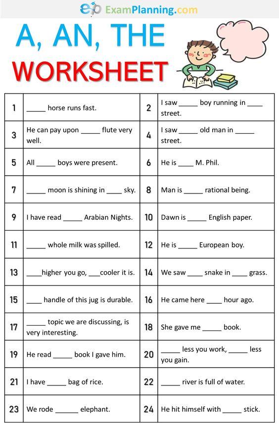Grammar corner A, An, The Worksheet Grammar Corner A, An, The Worksheet