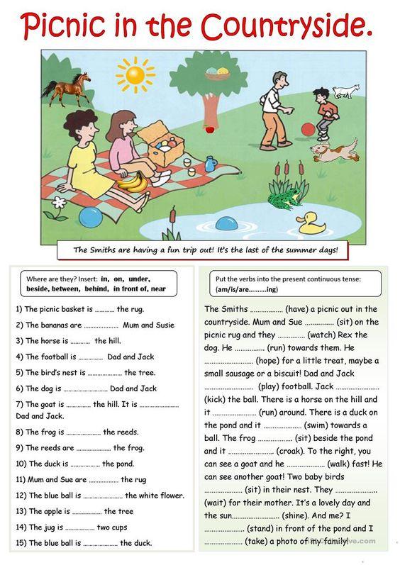 Grammar Corner  Picnic in the Countryside  Worksheet