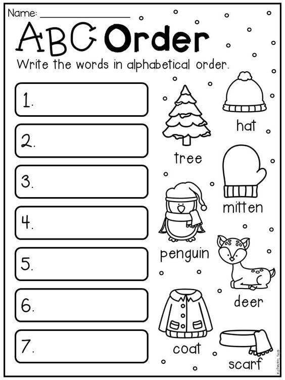 Grammar Corner Winter Vocabulary ABC Order Worksheet