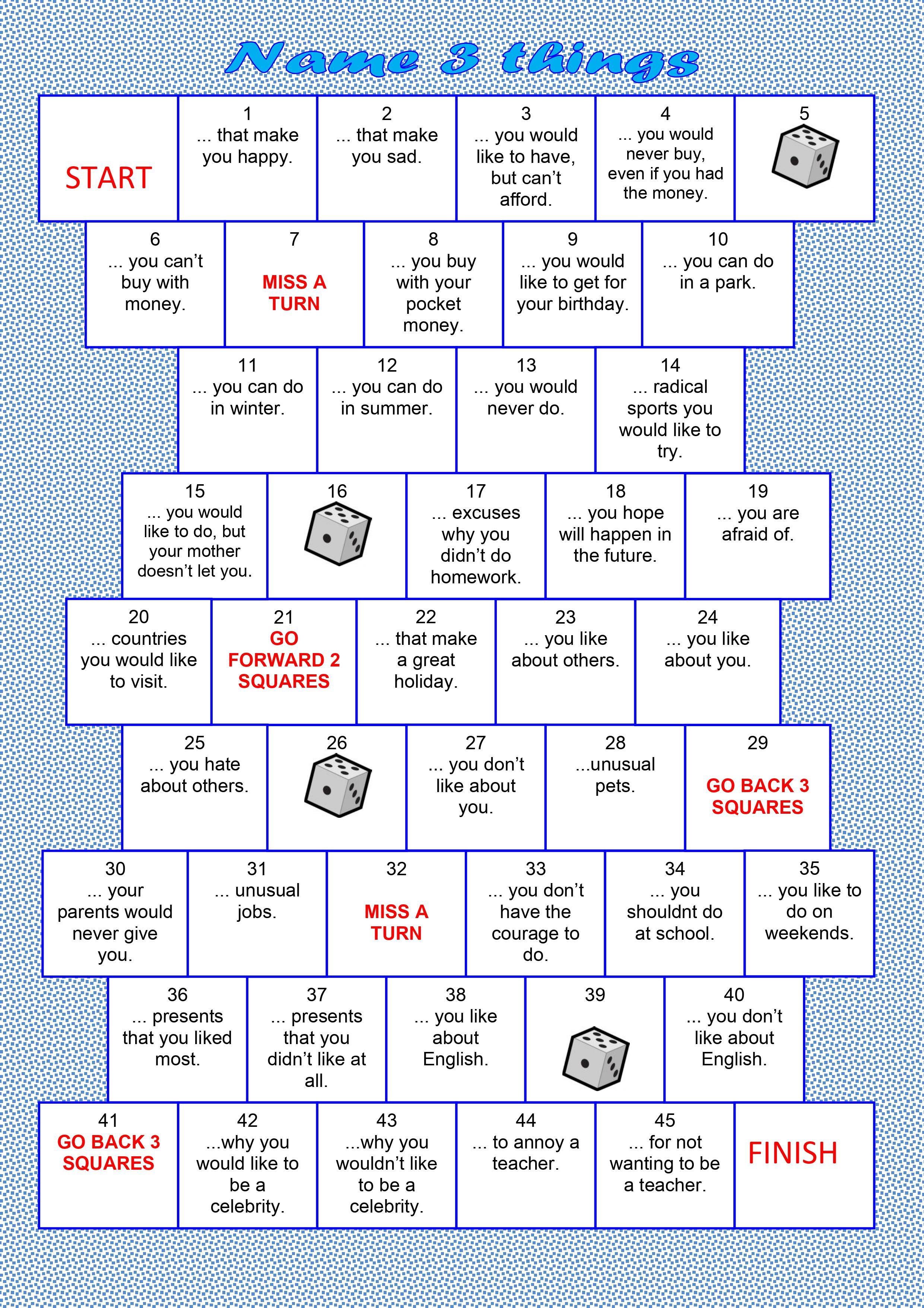 SCHOOL Board Game for English / ESL / TEFL Classes. Play on 