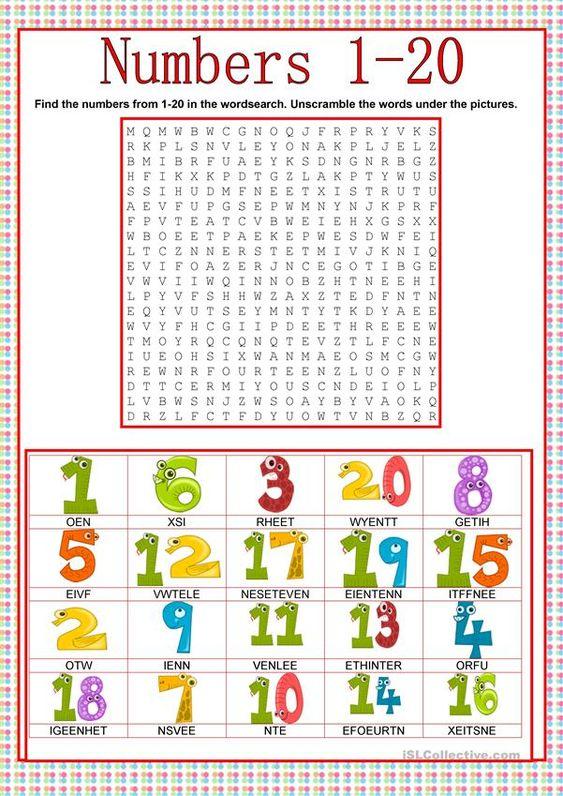 Grammar Corner Numbers Word Search