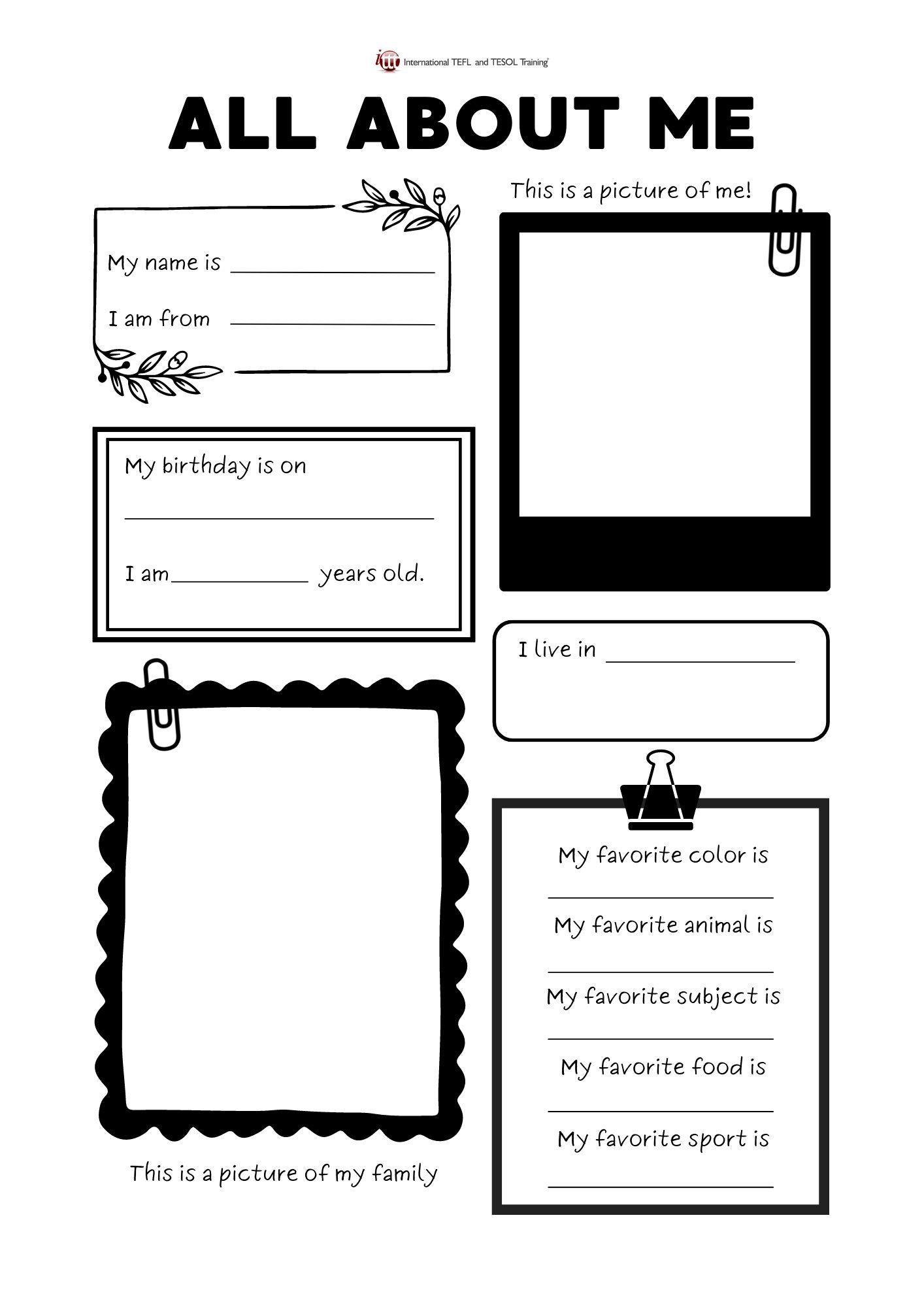 Grammar corner All About Me Worksheet Grammar Corner All About Me Worksheet