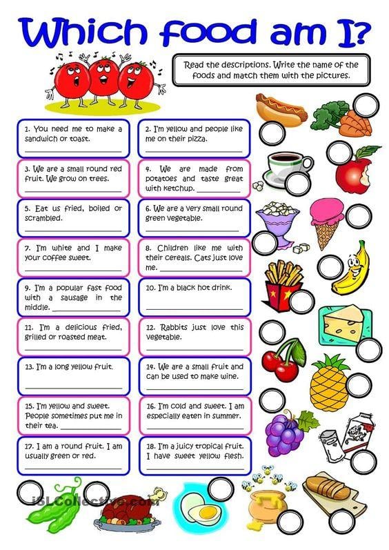 Grammar Corner Food Vocabulary Worksheet  Which food am I ?