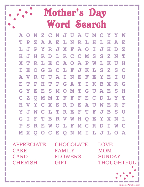 Mother's Day Word Search Printable | ️ ️ ️ ITTT