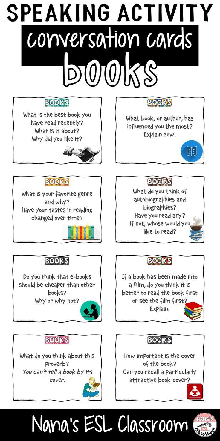 Grammar Corner Speaking Activity: Conversation Cards about Books