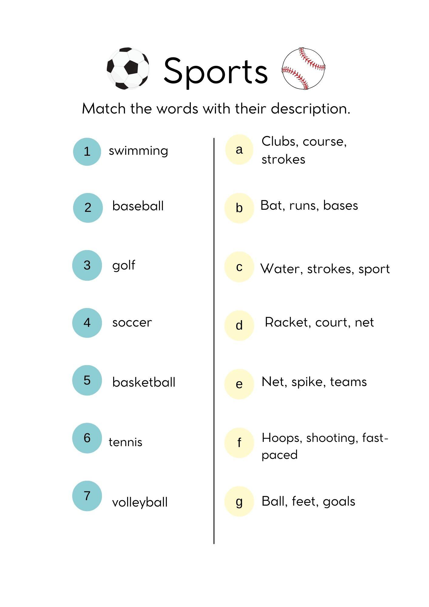 Grammar corner EFL Word Match Sports Grammar Corner EFL Word Match Sports