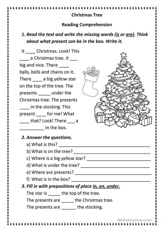 Grammar Corner Christmas Tree Reading Comprehension