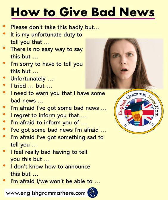 Grammar corner How to Give Bad News in English Grammar Corner How to Give Bad News in English