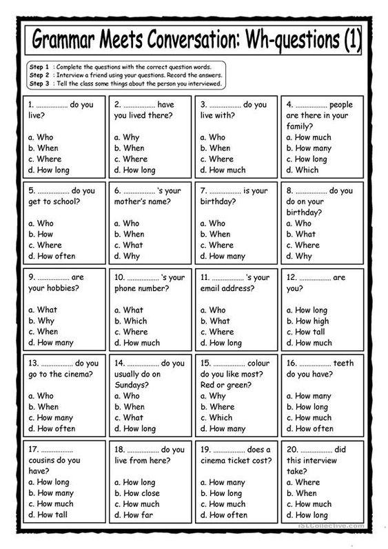 English Conversation Worksheets