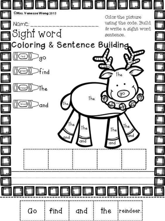 Grammar Corner Rudolph Sight Word and Coloring Worksheet