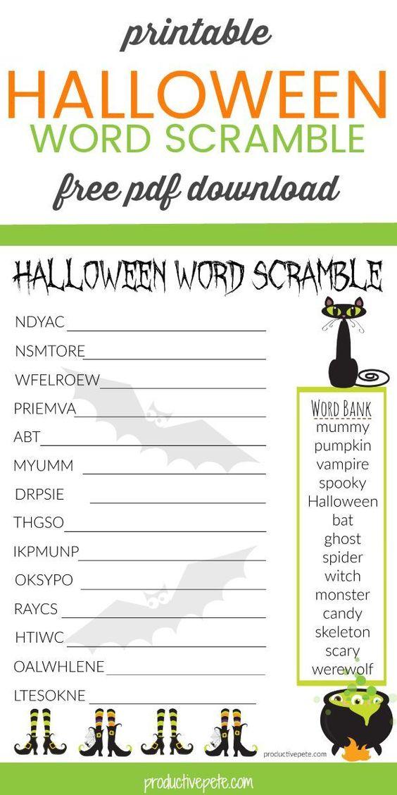 Grammar Corner Printable Halloween Word Scramble Worksheet