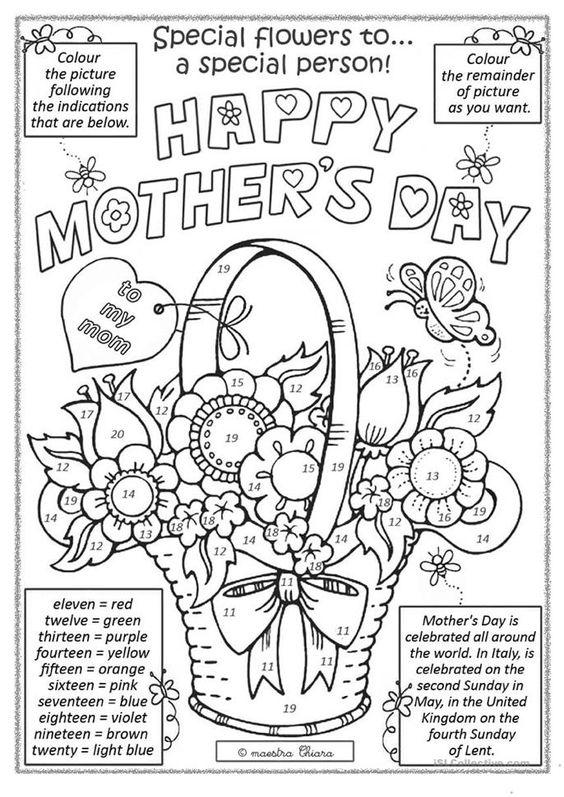 Grammar Corner Happy Mother's Day Coloring Sheet
