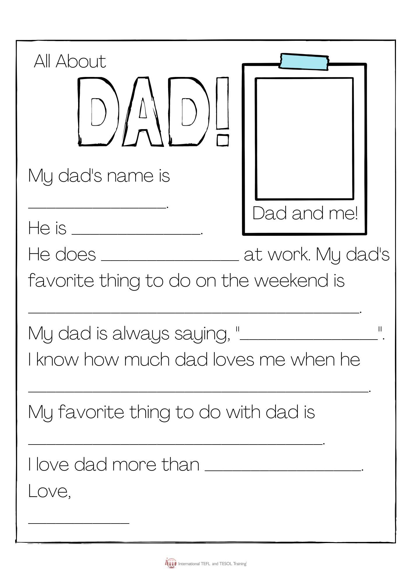 Grammar Corner All About Dad Father's Day Activity