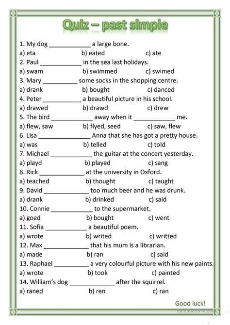 Grammar Corner Past Simple Quiz