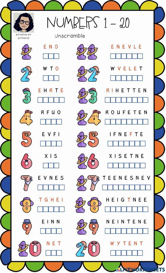 Grammar Corner Numbers 1-20 Writing