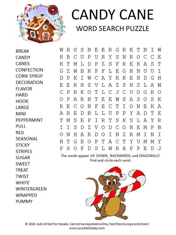 Grammar Corner Candy Cane Word Search