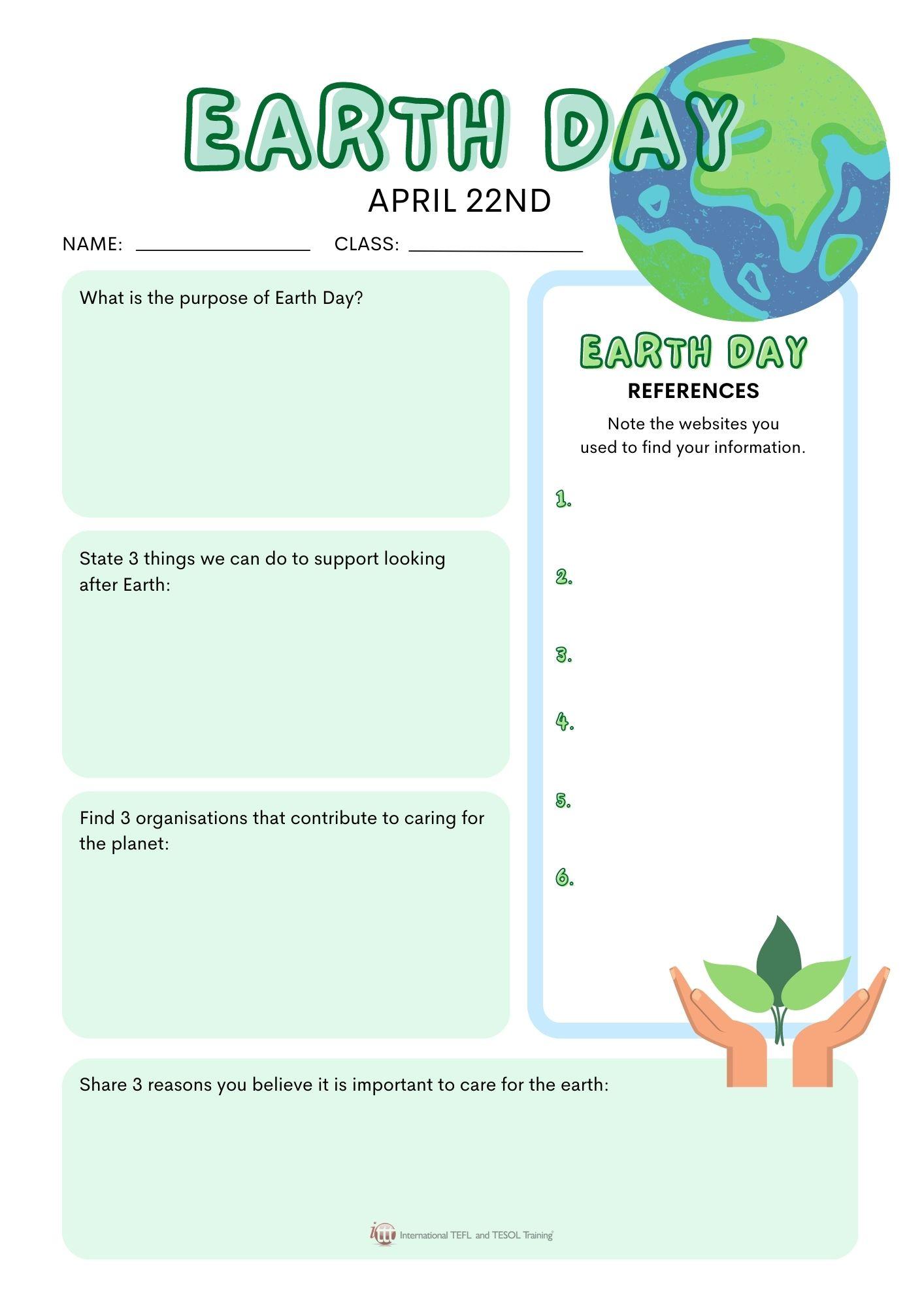 Grammar Corner What is Earth Day Worksheet